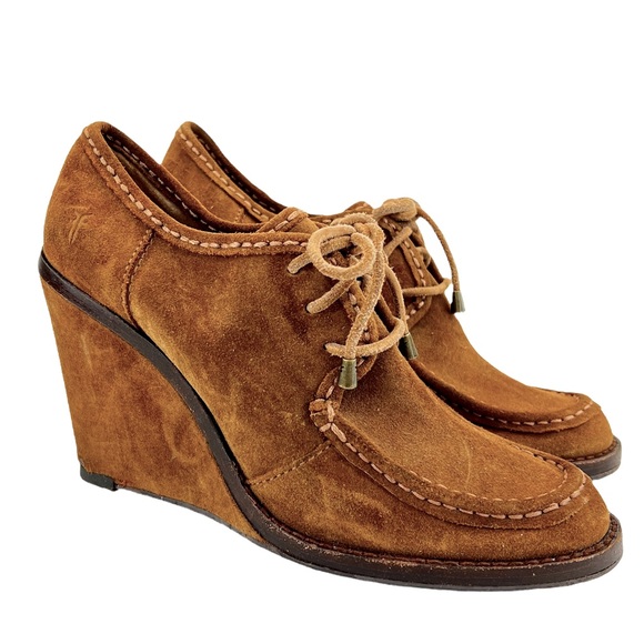 Frye Shoes - Frye Women’s Caroline Lace Low Suede Wedge Heeled Shoes